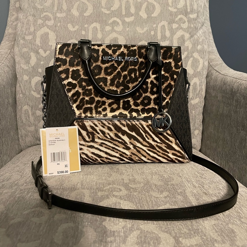 Michael Kors prism black cheetah/animal print purse